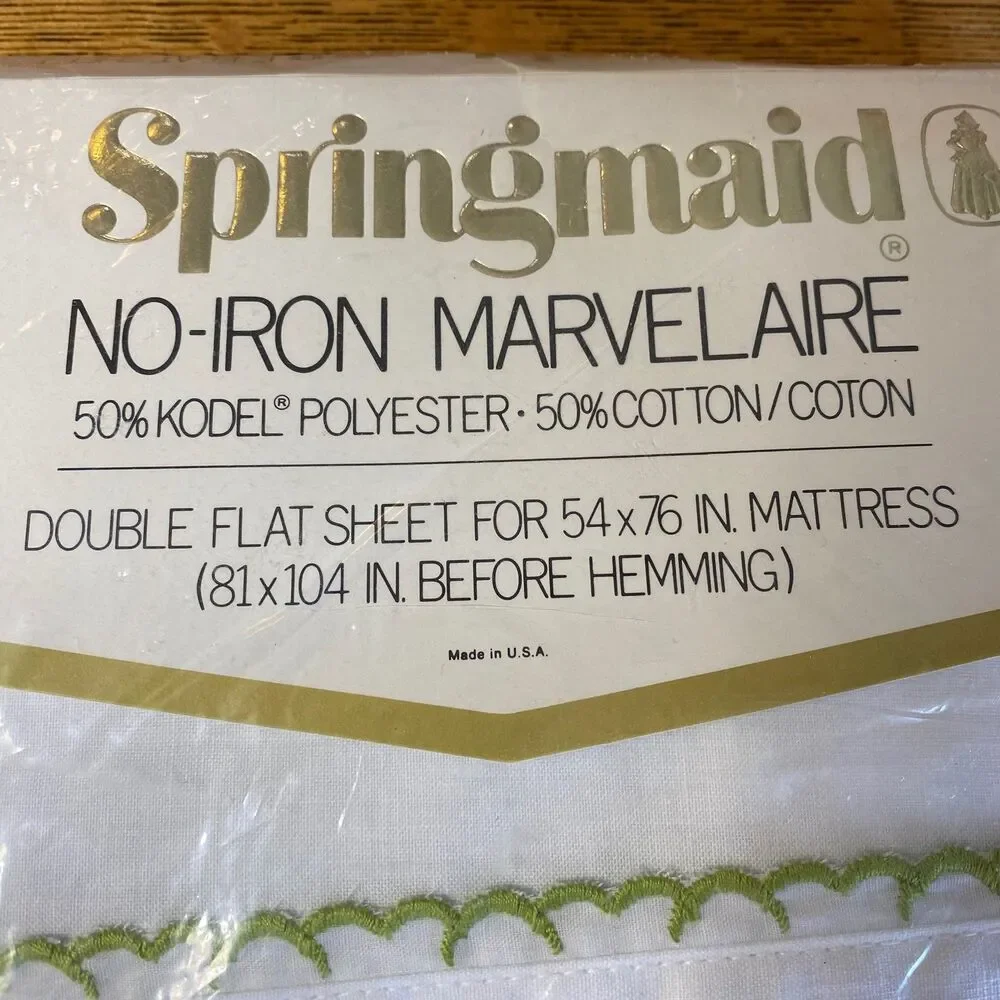 Vtg Springmaid No-Iron Marvelare Dbl Flat Sheet Poly/Cotton 54x76 Pink Roses NOS